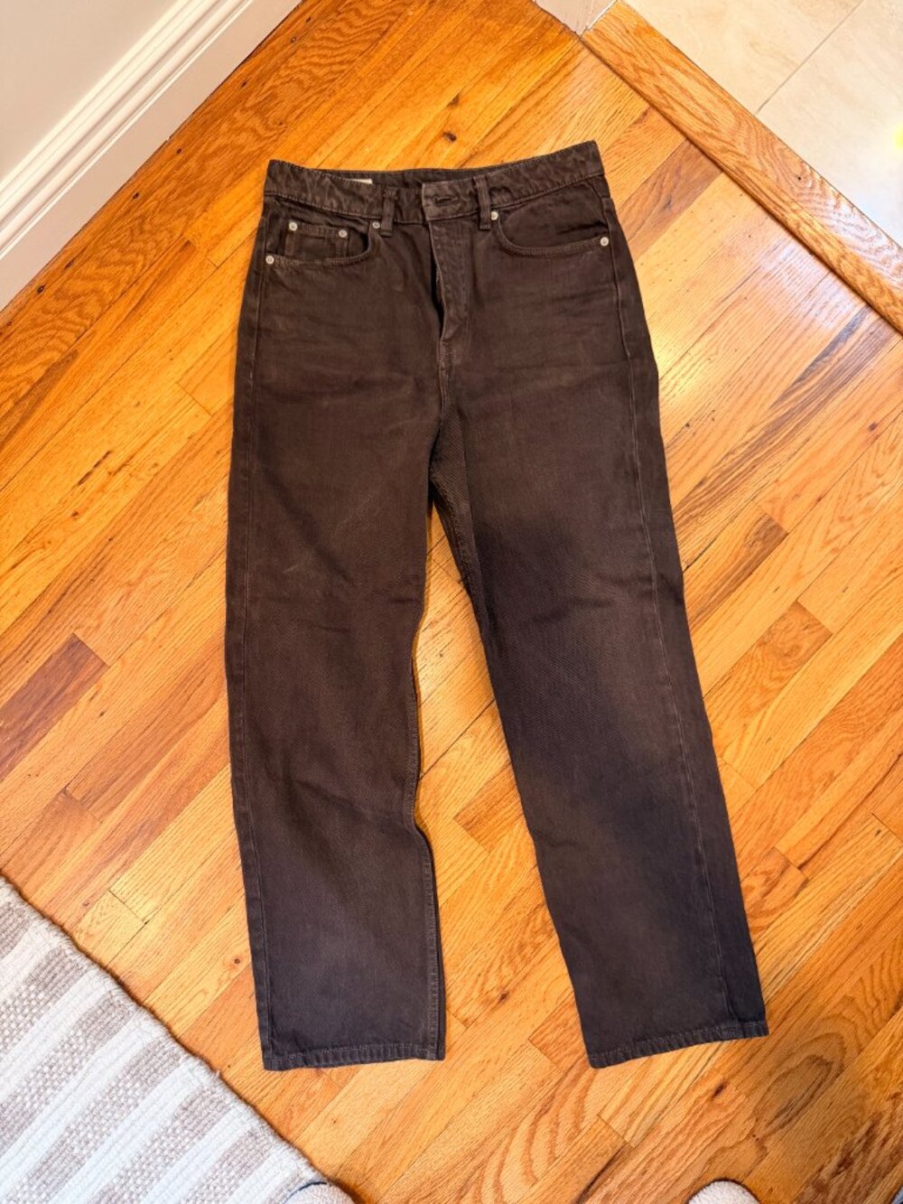 Wide Leg Mom Fit High Waist Chocolate Brown Denim